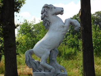 Steigerend Paard op Sokkel XL - 180 cm - Steen