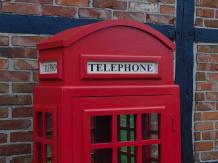 Antieke telefooncel, rood, van hout, zoals voeger, kast / wijnkast!