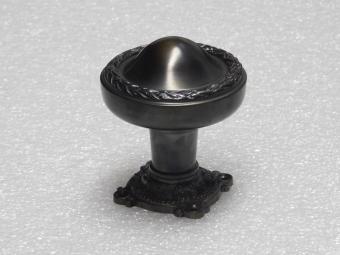 Solid Door Knob with Elegant Rosette - Dark Patinated Brass