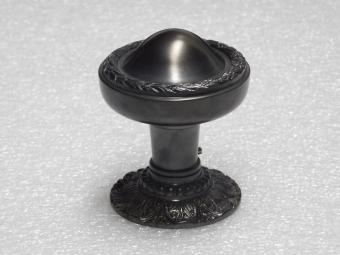 Solid Door Knob with Floral Rosette - Dark Patinated Brass