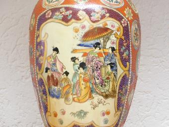Vintage Vase - 62 cm - Japanese Satsuma style - Hand-painted porcelain