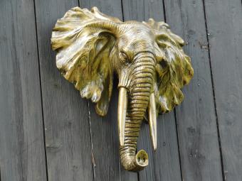 Wandornament Elefant - Gold mit Schwarz - Polystone