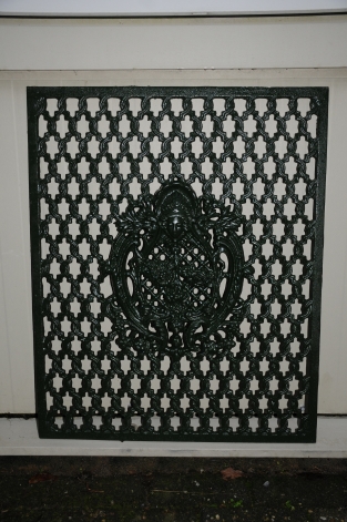 Cast iron door window grille, wall ornament, beautiful wrought iron piece.