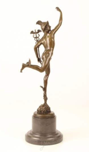 Bronze statue figurine mercury.