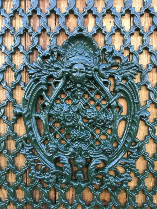 Cast iron door window grille, wall ornament, beautiful wrought iron piece.