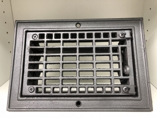 1 adjustable hot air grille fireplace, rectangular, cast iron.