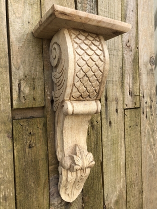 Fine snak, mantel console, large wall console hand carved from colonial wood, very fine!