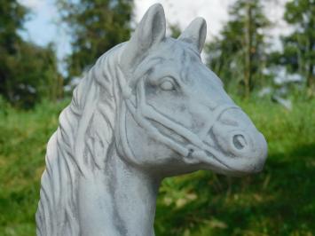 Beeld Paardenhoofd - vol steen - wit met grijze tinten