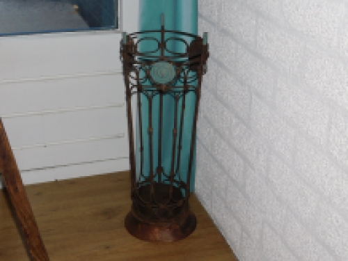Umbrella stand - wrought iron with hardwood base