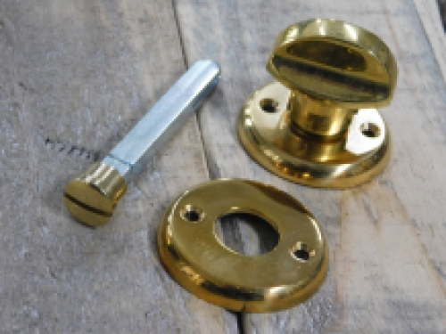 Quarter turn lock with two rosettes - polished brass