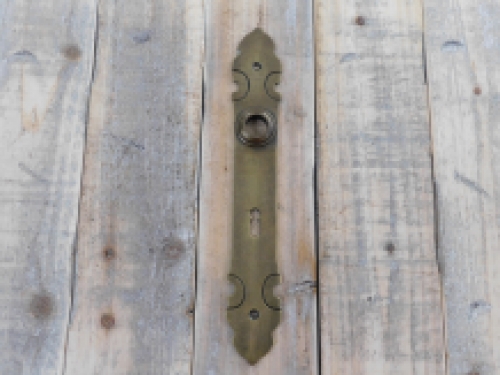 1 Long door plate-both-plate in brass patina, Biedermeier door fittings, beautiful!