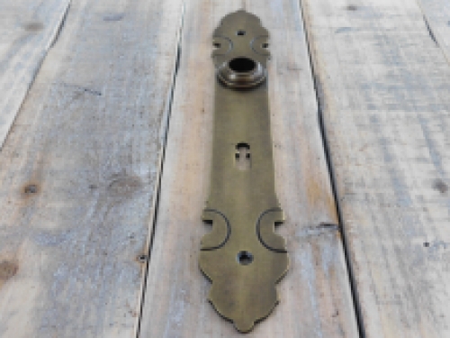 1 Long door plate-both-plate in brass patina, Biedermeier door fittings, beautiful!