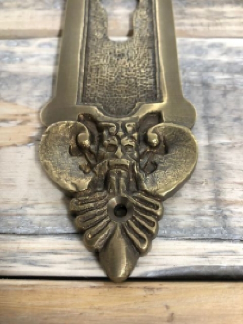 1 Door plate - Angels - patinated brass, for room door, BB72