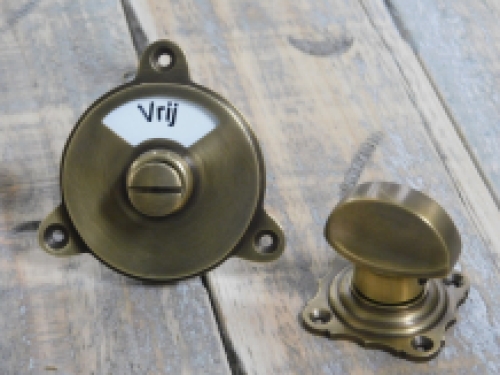 Brass door hardware, door lock for guest bathroom with porcelain handle - antique look.