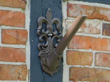 Flagpole holder with French Lily - Brown - Cast iron