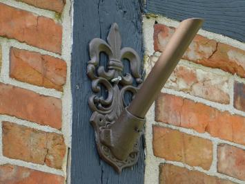 Flagpole holder with French Lily - Brown - Cast iron