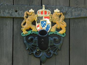 Flagpole holder with Royal Emblem – Powder-coated cast iron