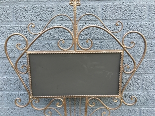 Welcome sign metal on stand, wrought iron brown