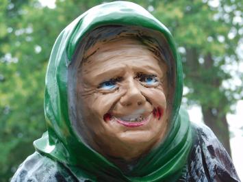 Bettlerin XL – 80 cm – Humorvolle Figurenfigur aus Polystone