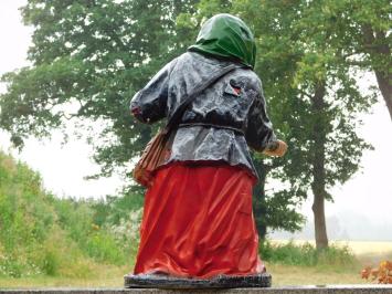 Bettlerin XL – 80 cm – Humorvolle Figurenfigur aus Polystone
