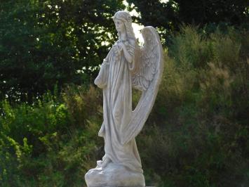 Large Statue of an Angel with Roses on a Pedestal – 117 cm – Stone
