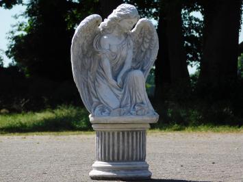 Statue Angel on Round Pedestal - 73 cm - Stone
