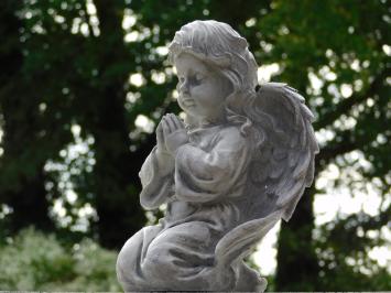 Engel-Figur – 33 x 24 cm – Weiß/Grau – Polystone