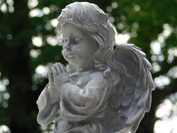 Engel-Figur – 33 x 24 cm – Weiß/Grau – Polystone