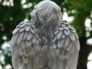 Engel-Figur – 33 x 24 cm – Weiß/Grau – Polystone