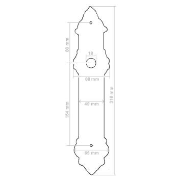 Lange Deurplaat Heritage - BB72 - Gietijzer Verzinkt