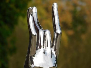 Statue ''Handmask'' of Ceramic - Chrome Finish