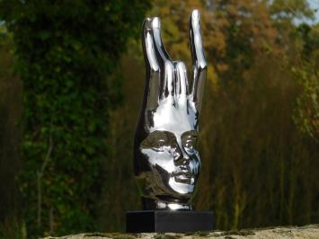 Statue ''Handmask'' of Ceramic - Chrome Finish