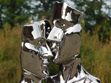 Statue ''Kissing Couple'' by Ceramic - Chrome Finish