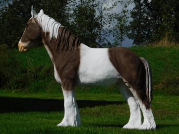 Brown and White Horse Statue - 105 cm - Polystone