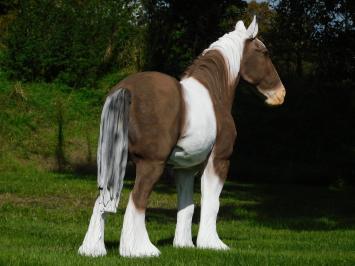 Brown and White Horse Statue - 105 cm - Polystone
