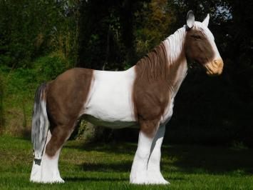 Brown and White Horse Statue - 105 cm - Polystone