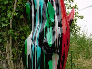 XL Horse Head Sculpture on a Pedestal – 152 cm – Polystone – Modern Design