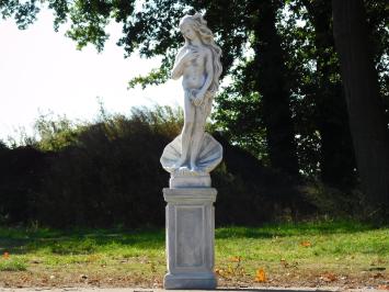 Gartenstatue Frau in Muschel auf Sockel - 130 cm - Klassisches Steinset