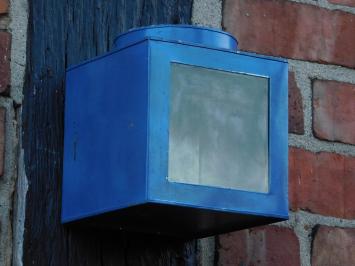 Blauwe Vintage Lantaarn - 13 x 13 cm - Metaal