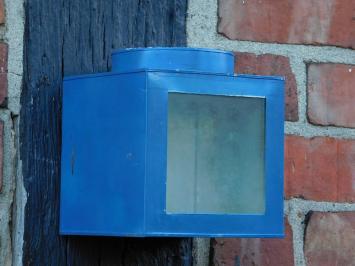 Blauwe Vintage Lantaarn - 13 x 13 cm - Metaal
