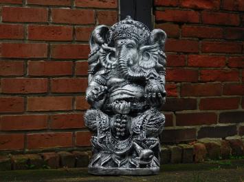 Beeld Ganesha - zilvergrijs met zwart - polystone - gedetailleerd