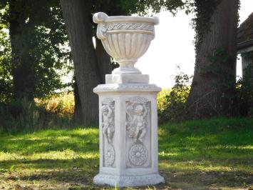 Flower Pot on Pedestal with Angels - 108 cm - Stone