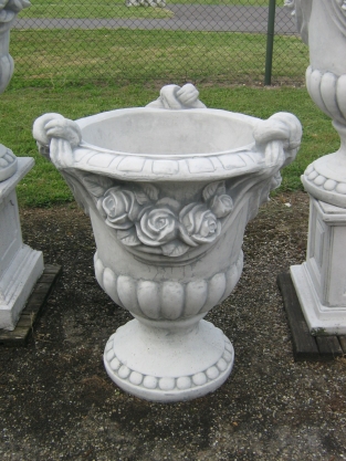 Flower pot heavy stone, rose motif