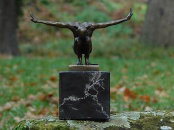 Bronze statue - Olympian Man - with marble base