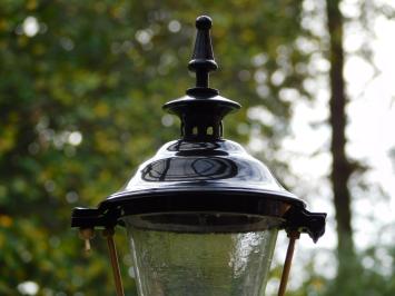 Klassieke Buitenlamp - 59 cm - Zwart - Vierkante Lampvoet en Kap met Messing Houder