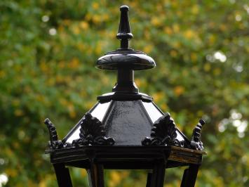 Klassieke Buitenlamp - 83 cm - Zwart - Ronde Voet met Kronen Kap - Alu