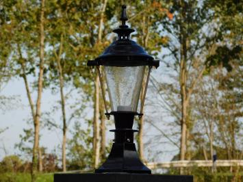 Klassische Außenleuchte Schwarz – 51 cm – Aluminium – Eleganter Lampenfuß mit Messingakzenten am Schirm