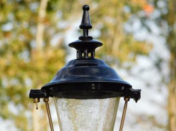 Klassische Außenleuchte Schwarz – 51 cm – Aluminium – Eleganter Lampenfuß mit Messingakzenten am Schirm