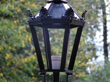 Klassieke Buitenlamp Zwart - 63 cm - Kap met Kronen op Zeskantige Voet - Alu