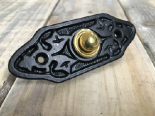 Antique doorbell, Retro bell, metal black, brass push button